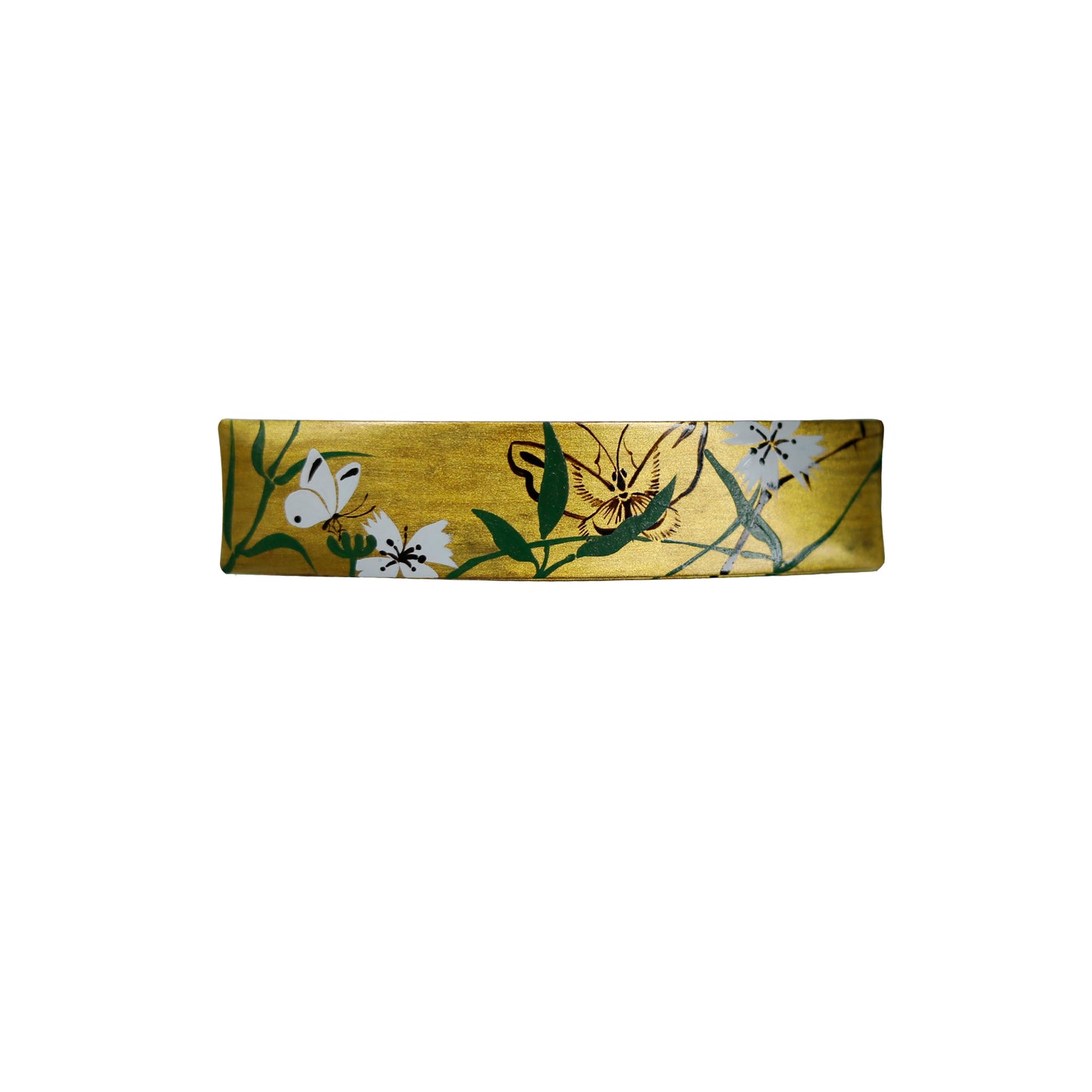 Chinese Lacquer Butterfly Flower Golden Hair Clip