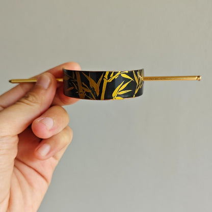 Chinese Lacquer Golden Bamboo Hairpin