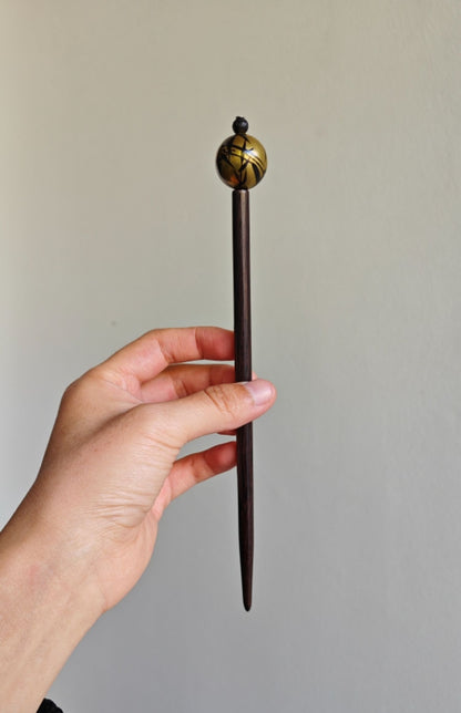 Chinese Lacquer Golden Bamboo Hairpin