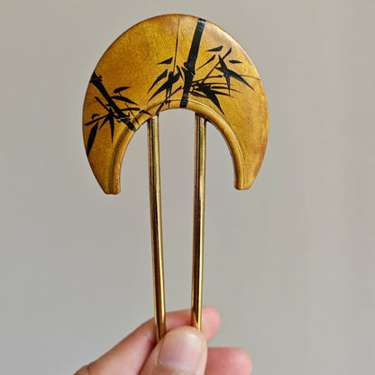 Chinese Lacquer Golden Bamboo Hairpin