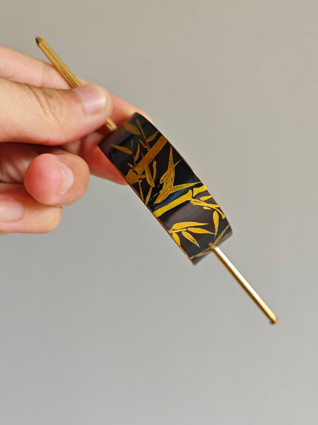 Chinese Lacquer Golden Bamboo Hairpin