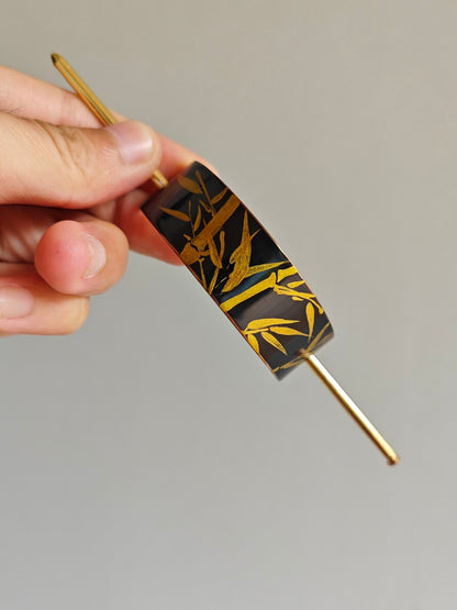 Chinese Lacquer Golden Bamboo Hairpin