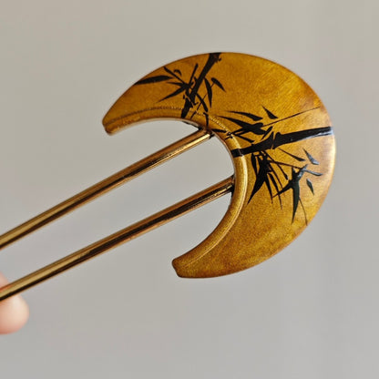 Chinese Lacquer Golden Bamboo Hairpin