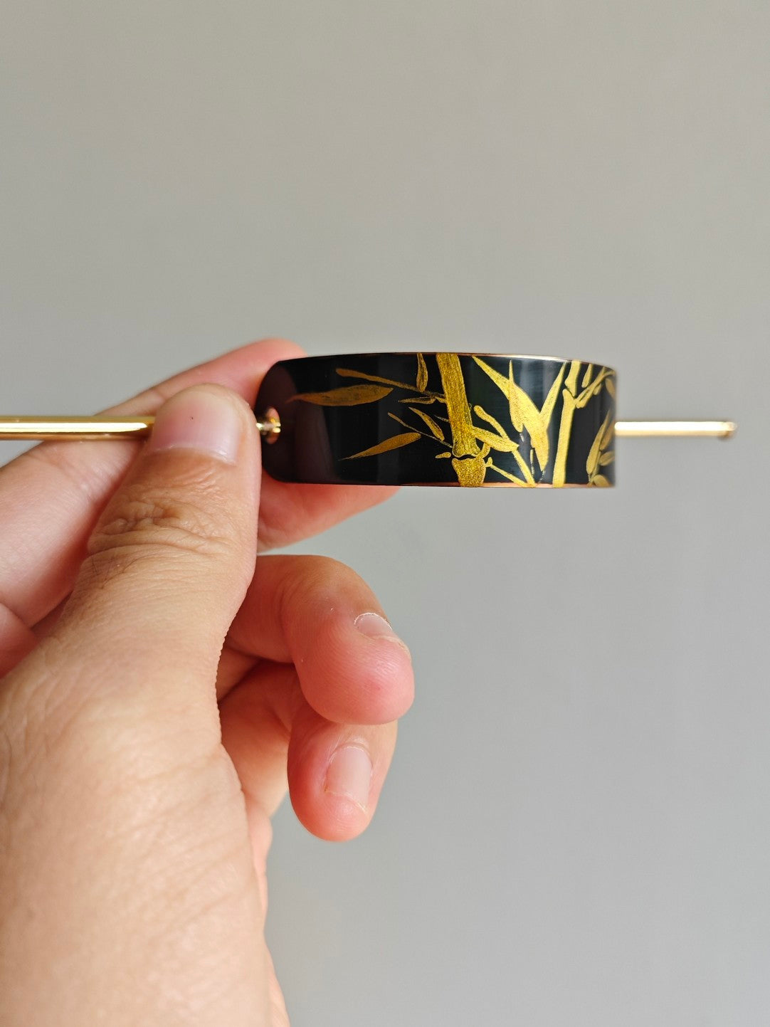 Chinese Lacquer Golden Bamboo Hairpin