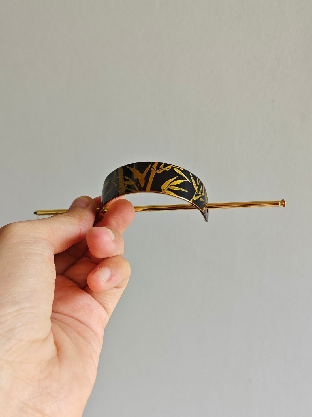 Chinese Lacquer Golden Bamboo Hairpin