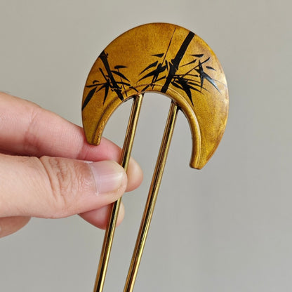 Chinese Lacquer Golden Bamboo Hairpin