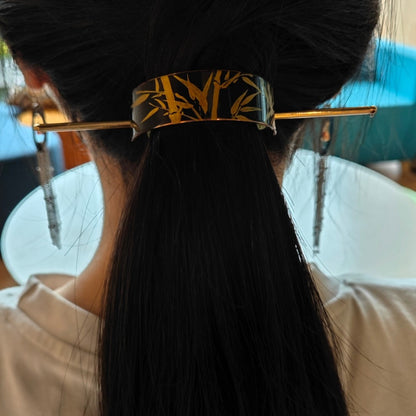 Chinese Lacquer Golden Bamboo Hairpin