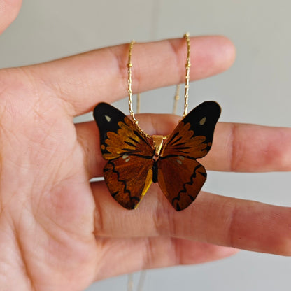 Chinese Lacquer Golden Butterfly Necklace