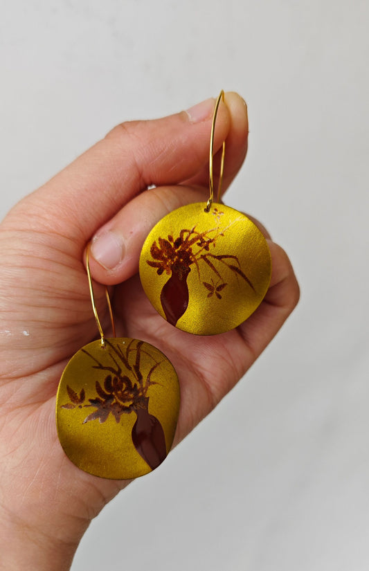 Chinese Lacquer Jardiniere Earrings