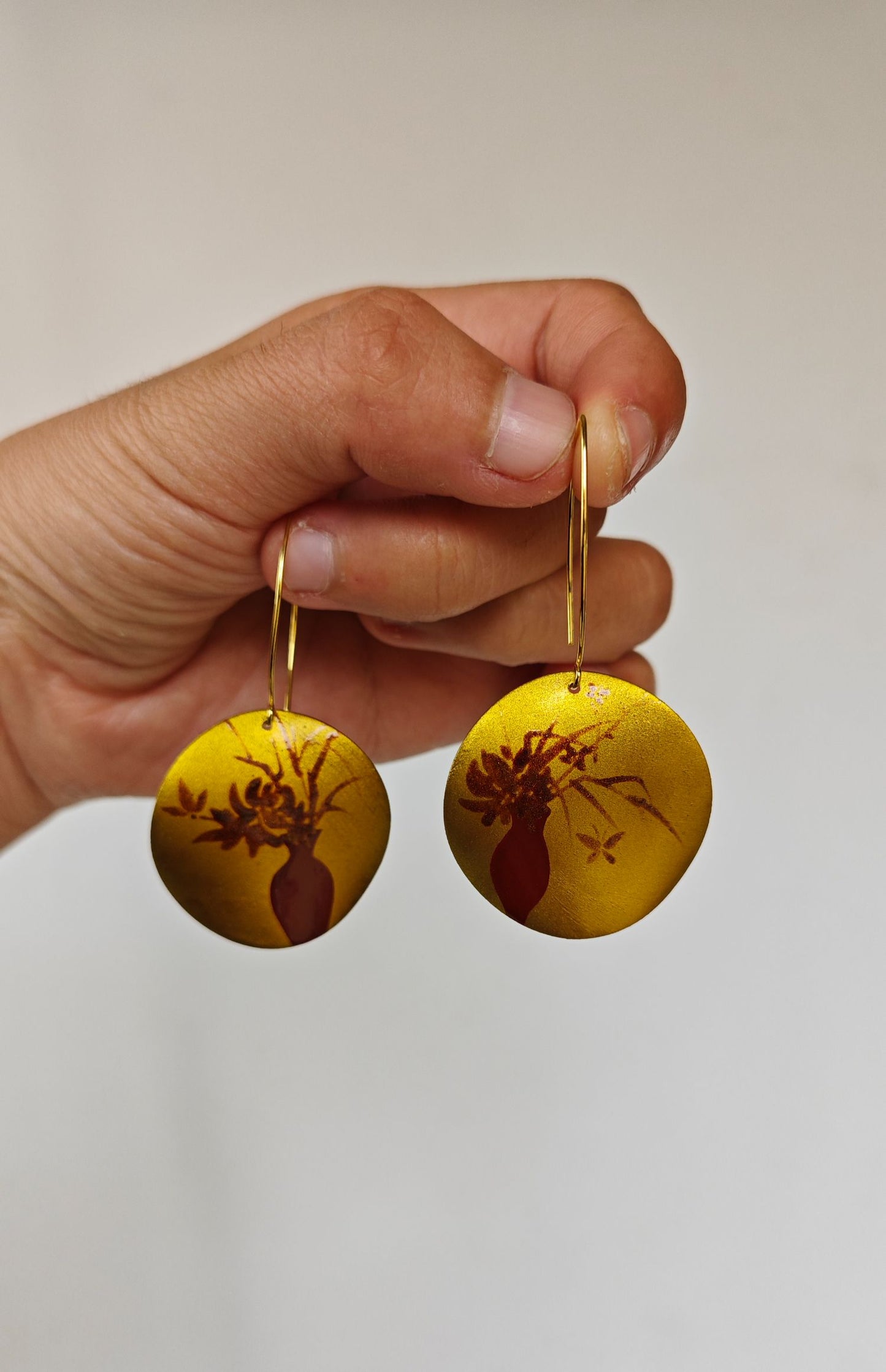 Chinese Lacquer Jardiniere Earrings