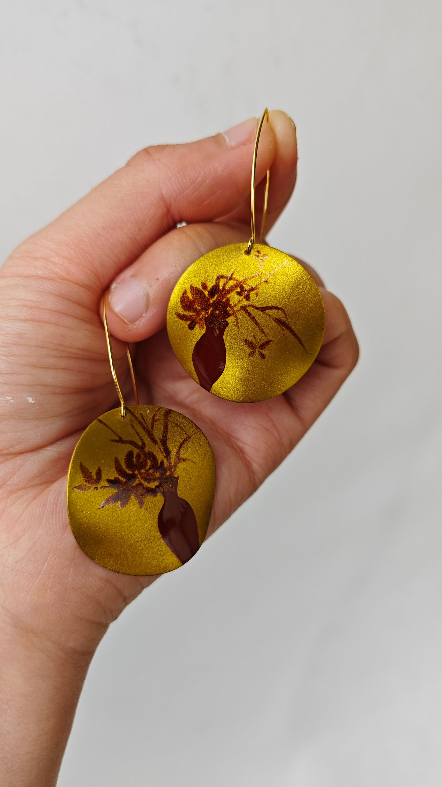 Chinese Lacquer Jardiniere Earrings