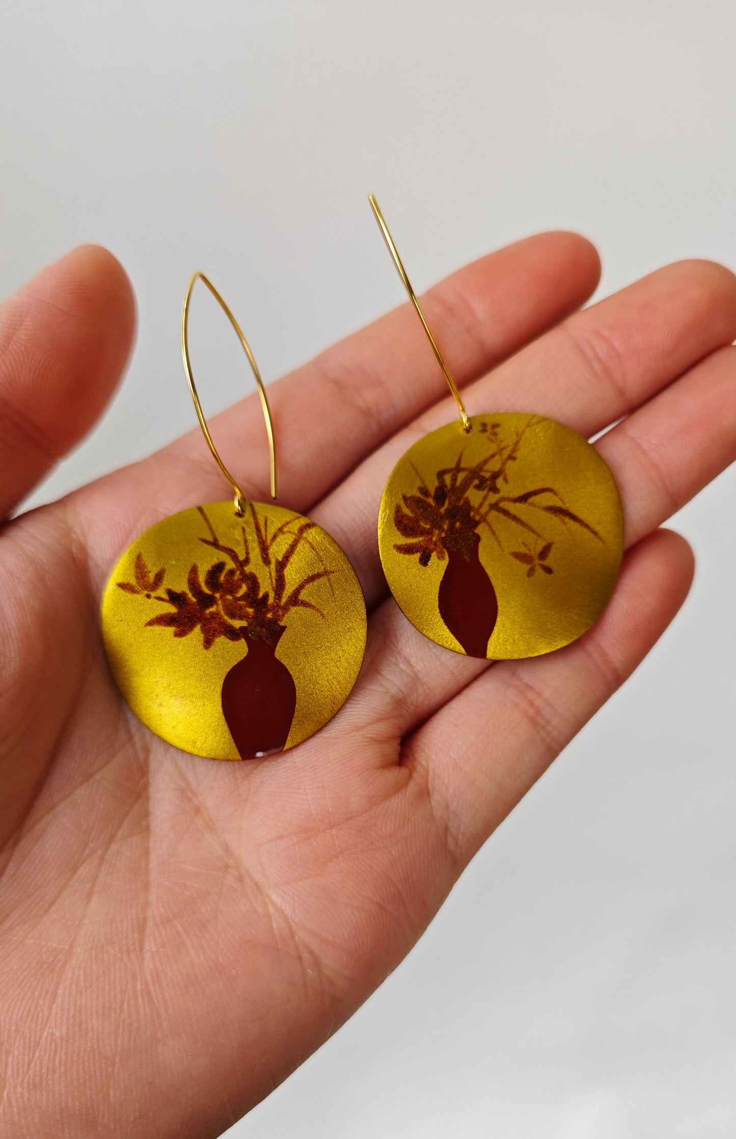 Chinese Lacquer Jardiniere Earrings