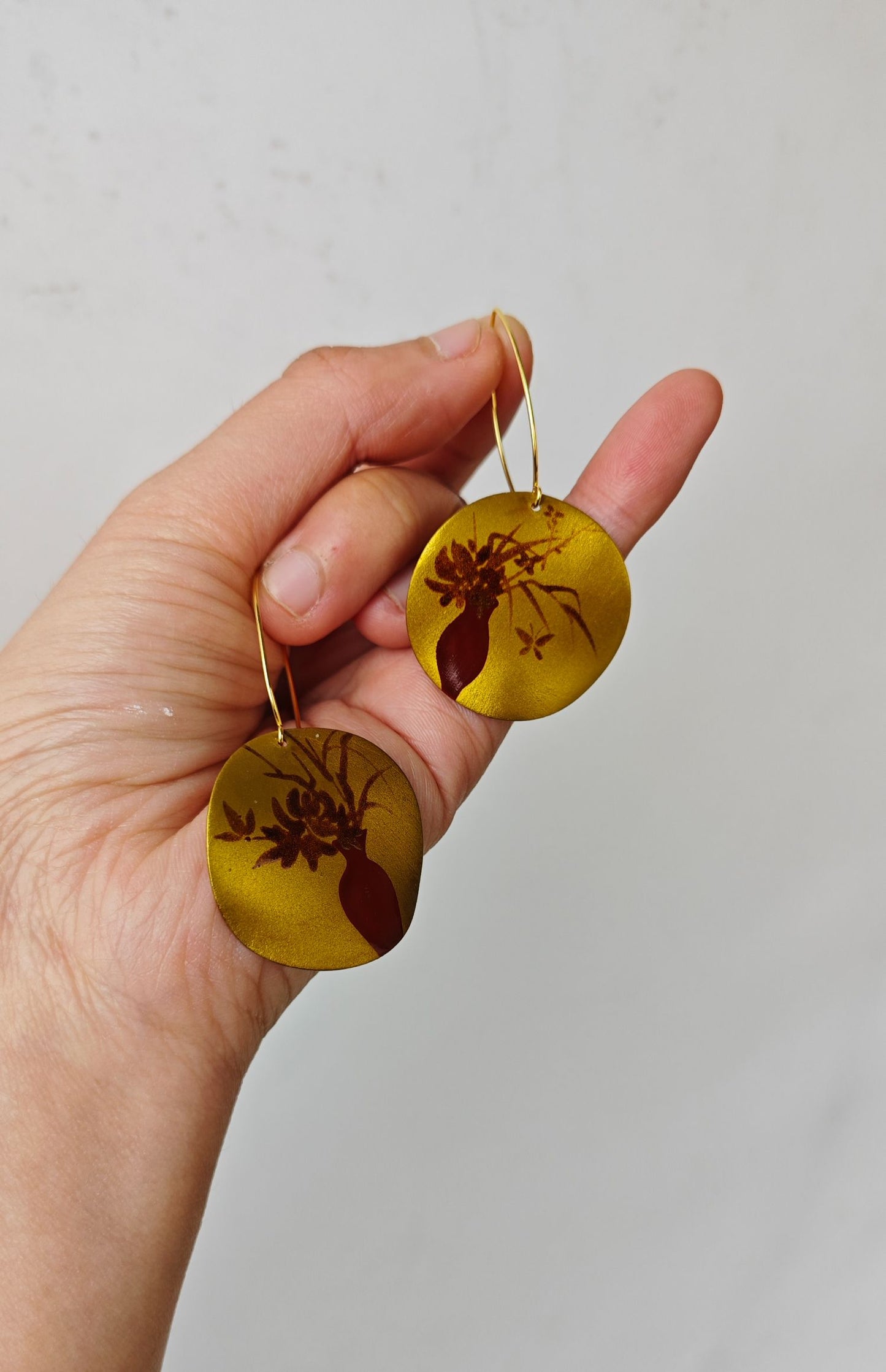 Chinese Lacquer Jardiniere Earrings