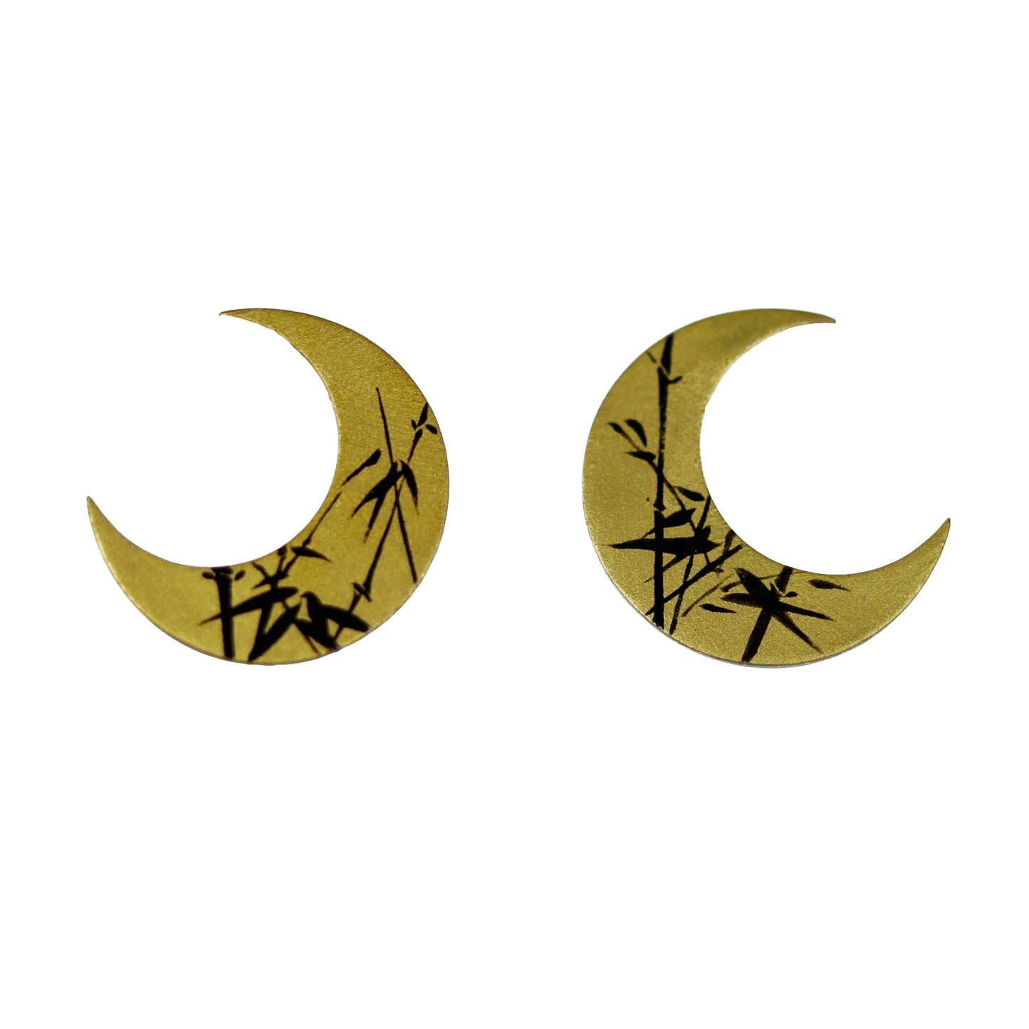 Chinese Lacquer Moon Bamboo Earrings Necklace