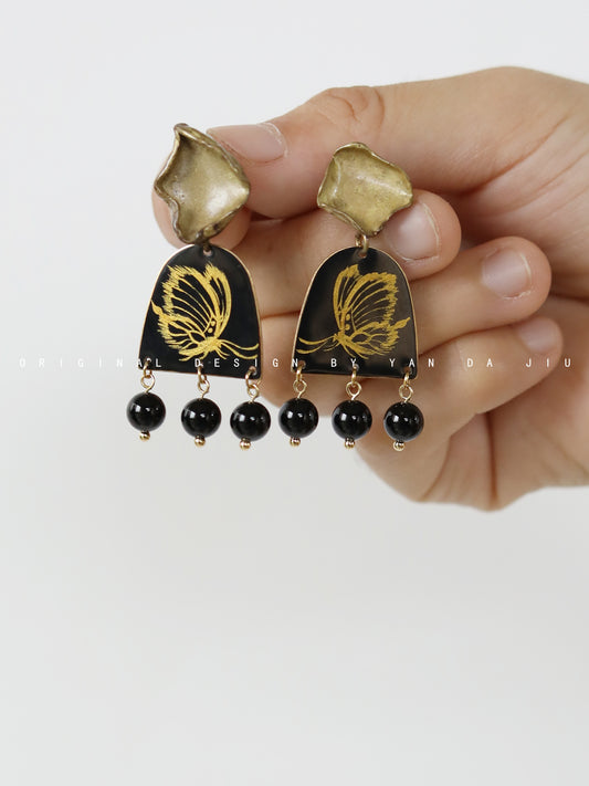 Chinese Lacquer Butterfly Earrings