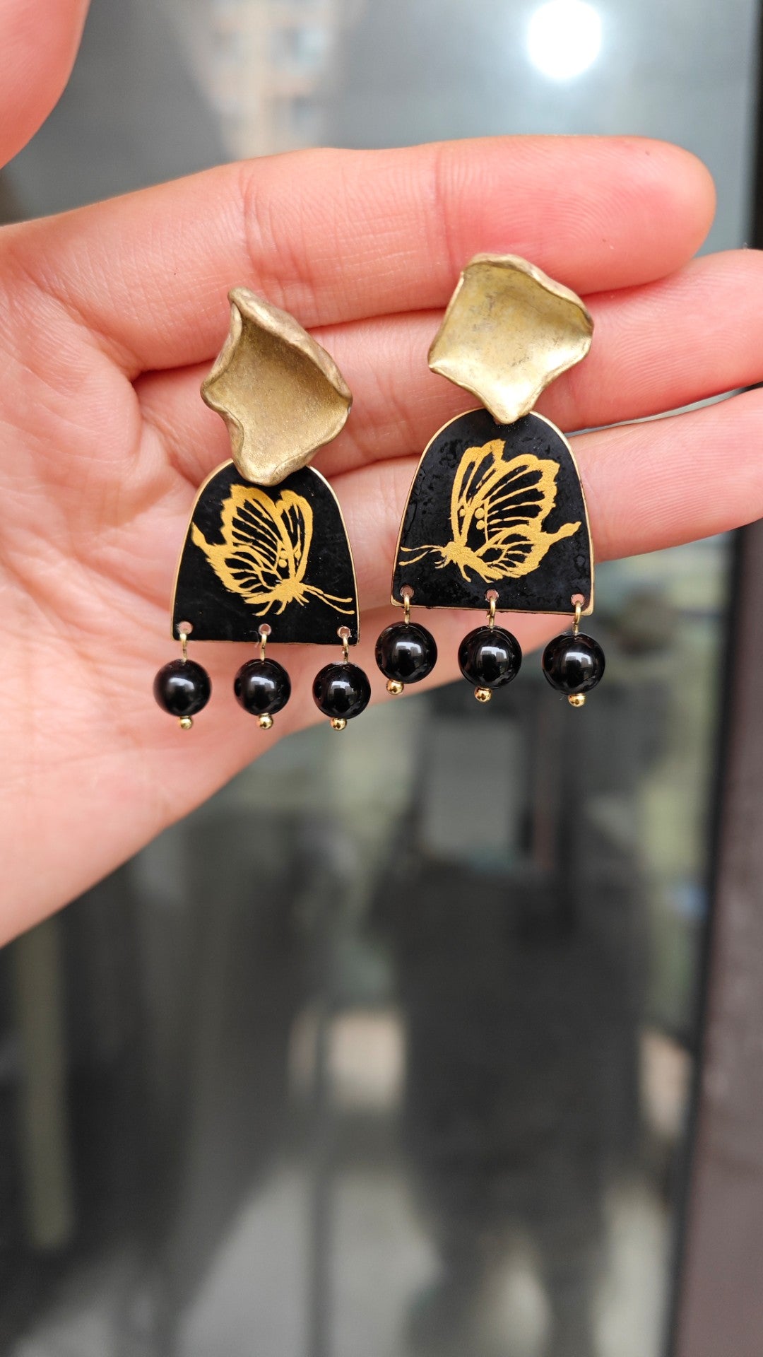 Chinese Lacquer Butterfly Earrings