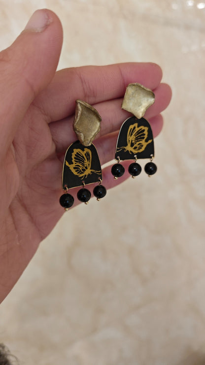 Chinese Lacquer Butterfly Earrings