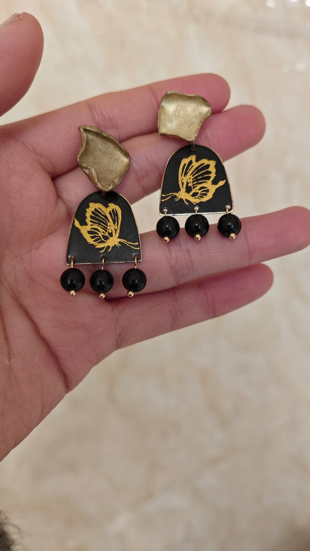 Chinese Lacquer Butterfly Earrings