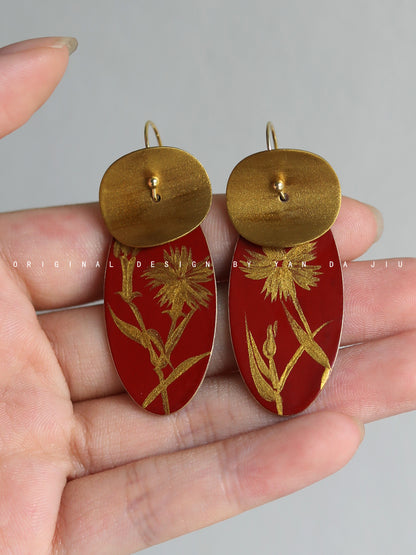 Chinese Lacquer Pink Kisses Earrings