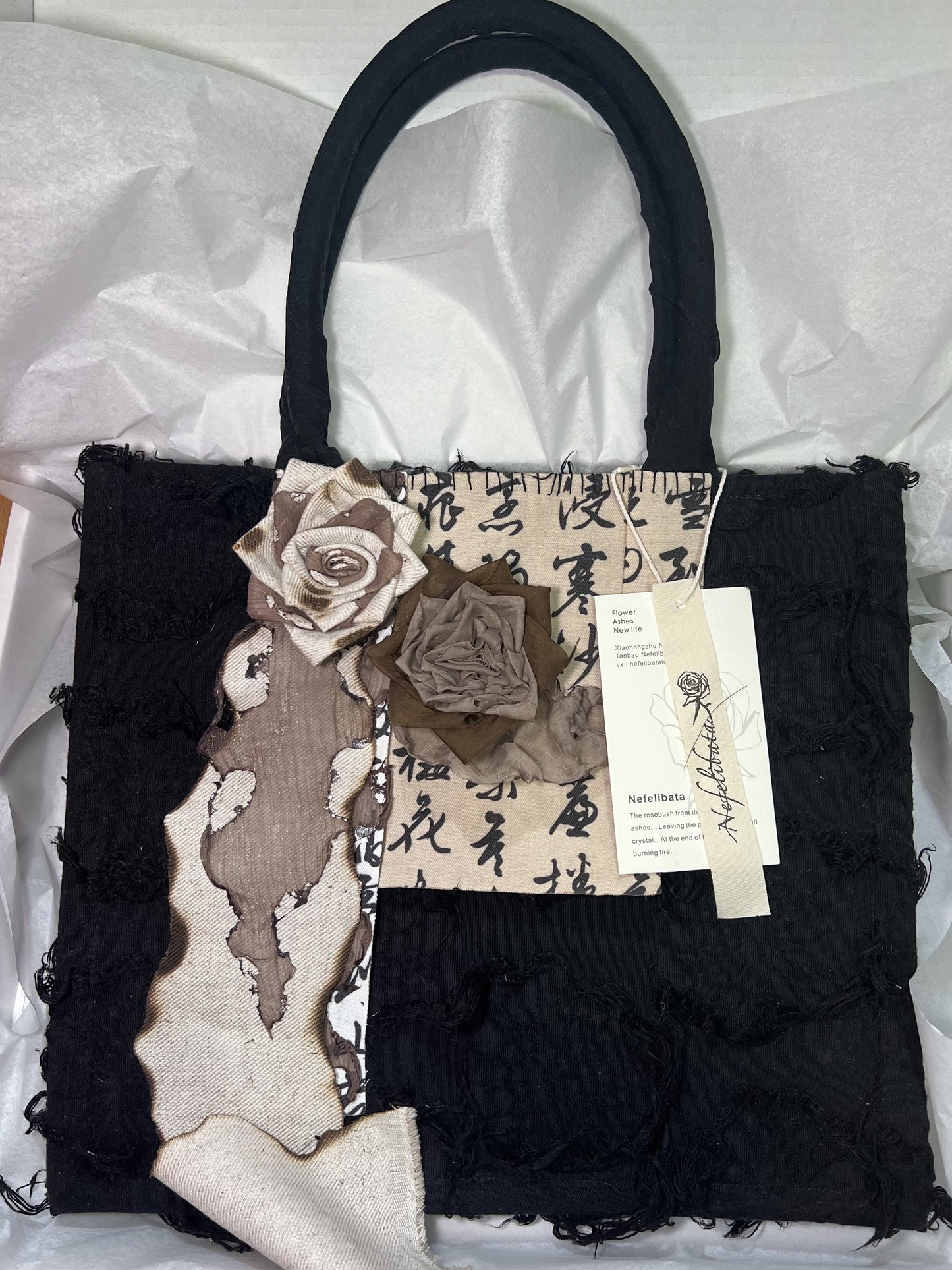 Chinese Love Letter Rose Lace Tote