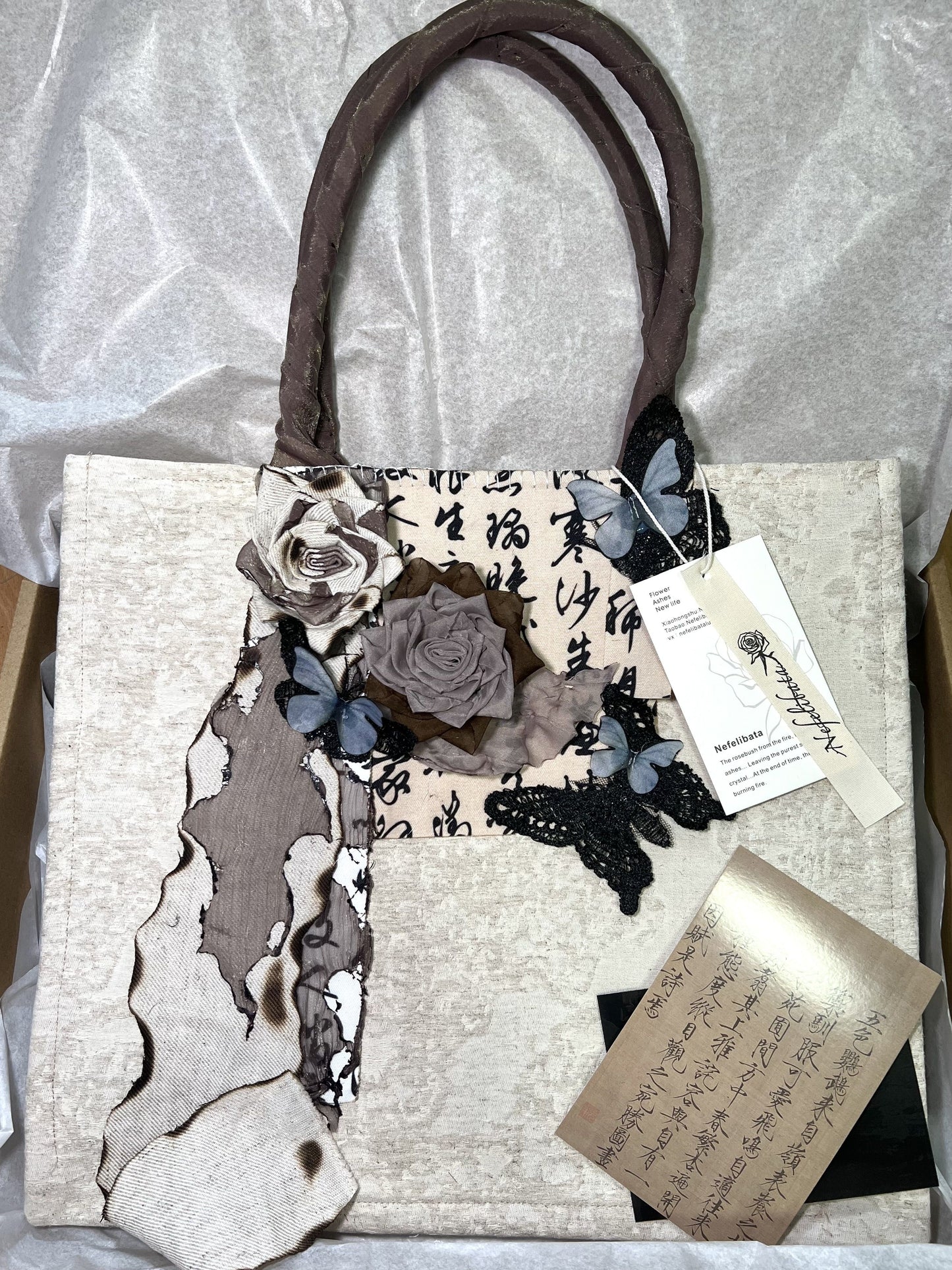 Chinese Love Letter Rose Lace Tote