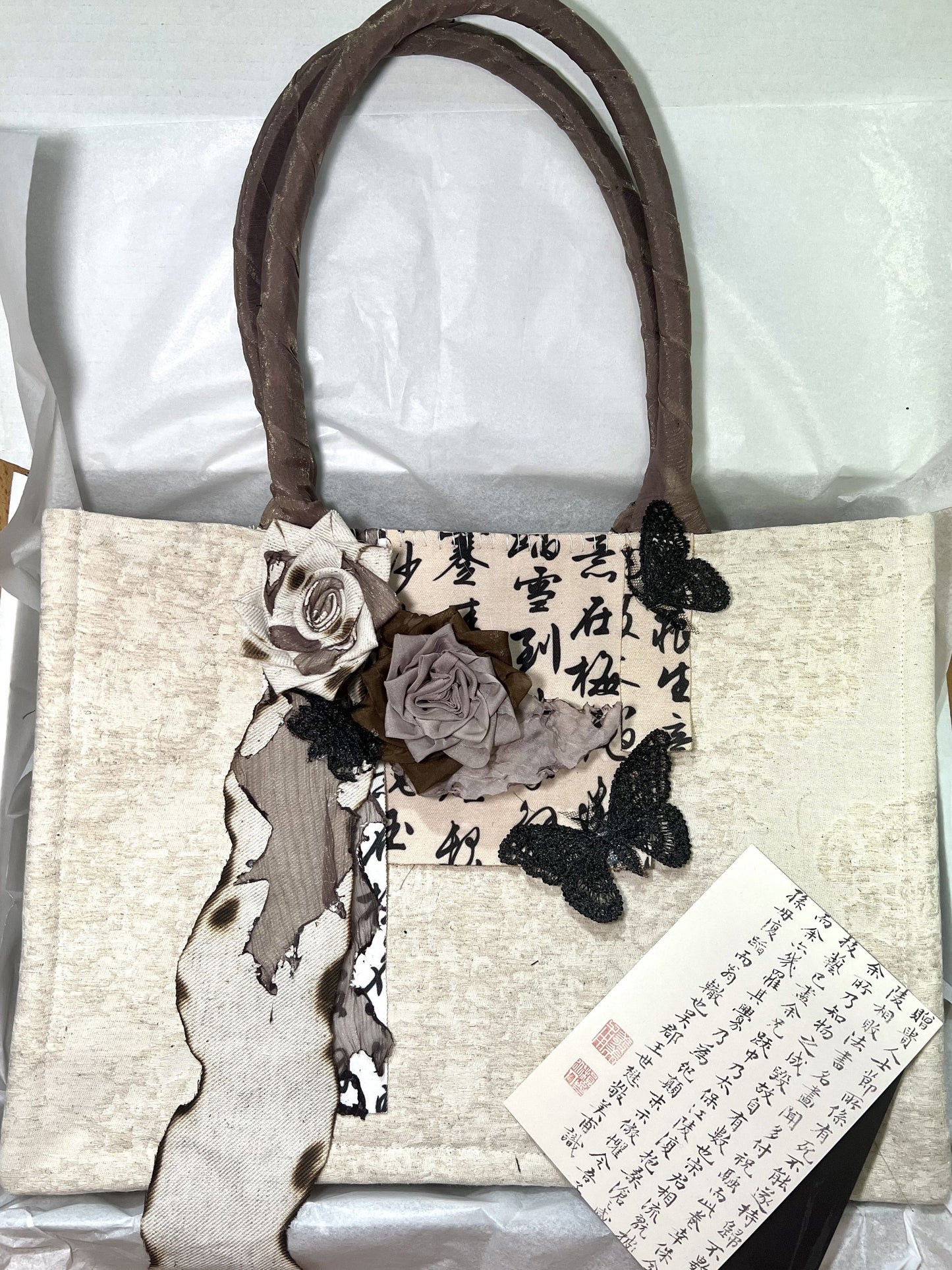 Chinese Love Letter Rose Lace Tote