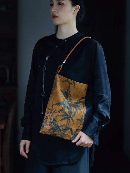 [Chinoiserie] Bamboo Blossom Silk Tote Bag