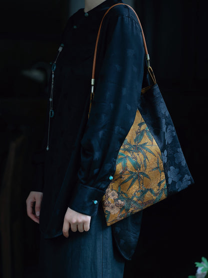 [Chinoiserie] Bamboo Blossom Silk Tote Bag