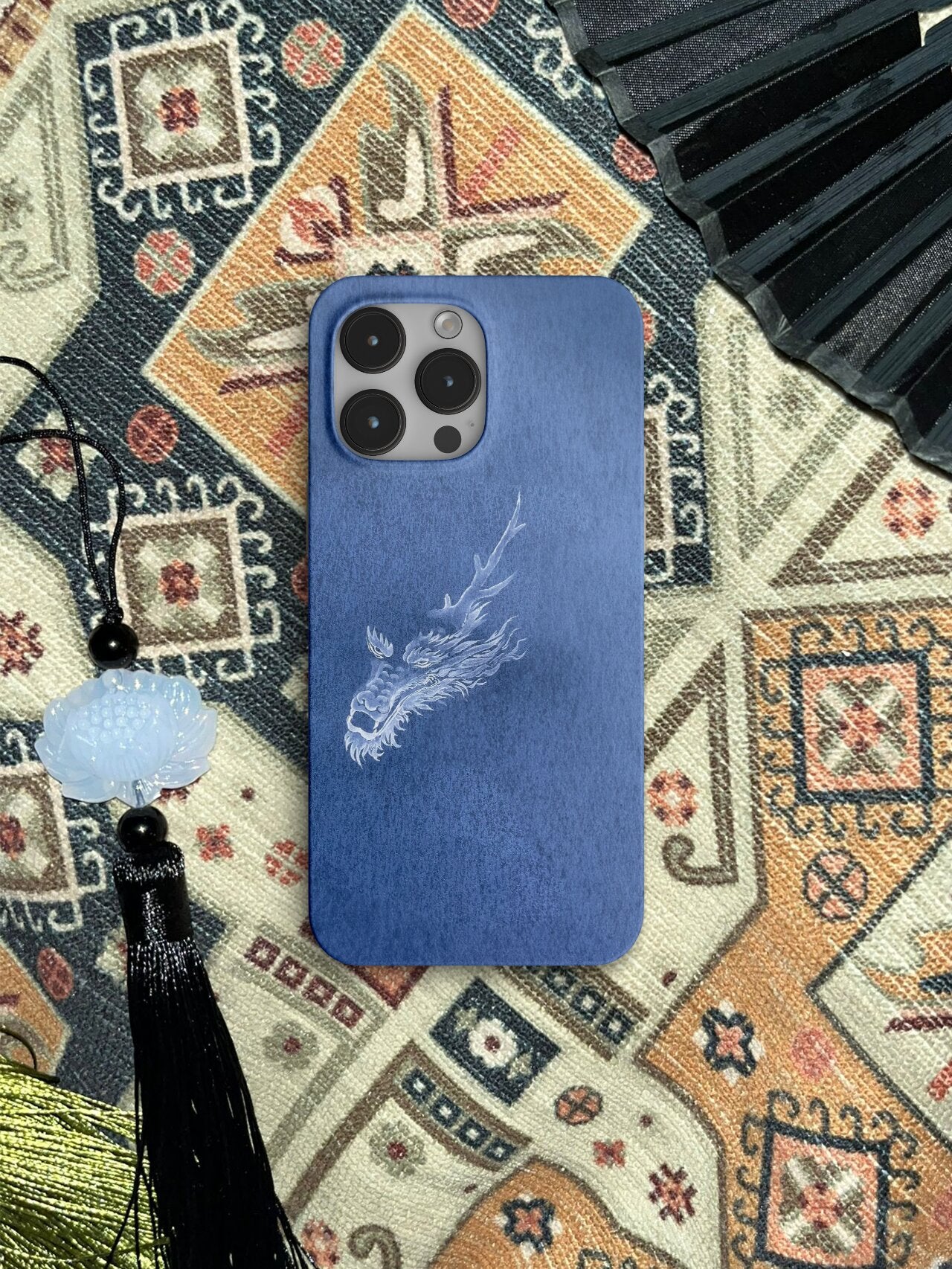 「Chinoiserie」Blue Dragon Printed Phone Case