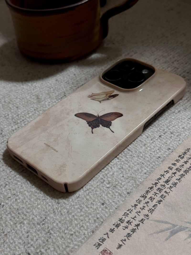 Chinoiserie Brown Butterfly Phone Case Phone Case Three Fleas