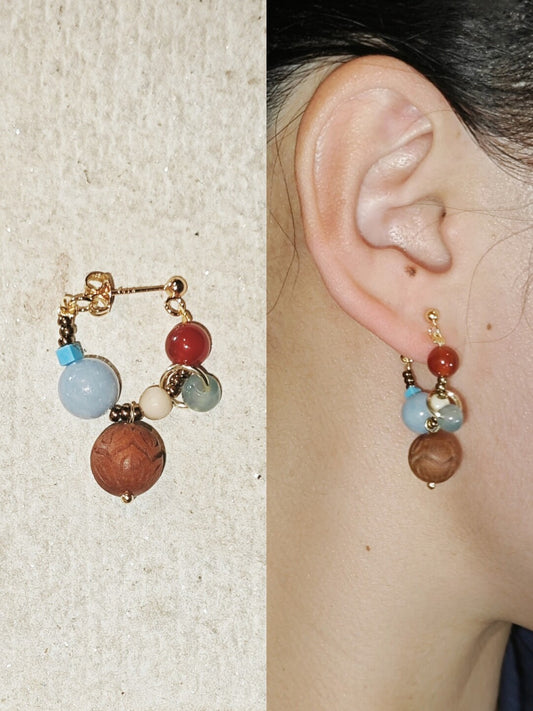 「Chinoiserie」 Colorful Beaded Cluster Earrings