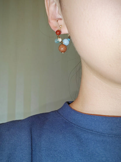 「Chinoiserie」 Colorful Beaded Cluster Earrings