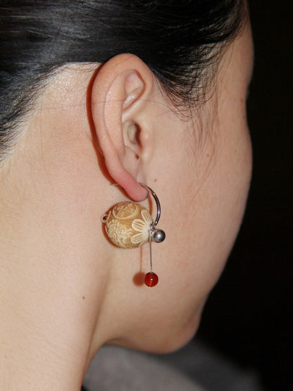 「Chinoiserie」 Geometric Sandalwood Sphere Earrings