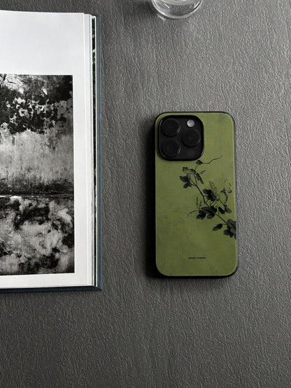 「Chinoiserie」Green Flower Branch Traditional Chinese Painting Phone Case