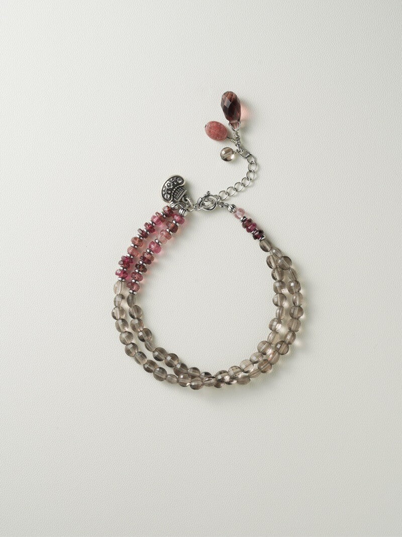 [Chinoiserie] Ice Cream Tourmaline Silver Beaded Bracelet