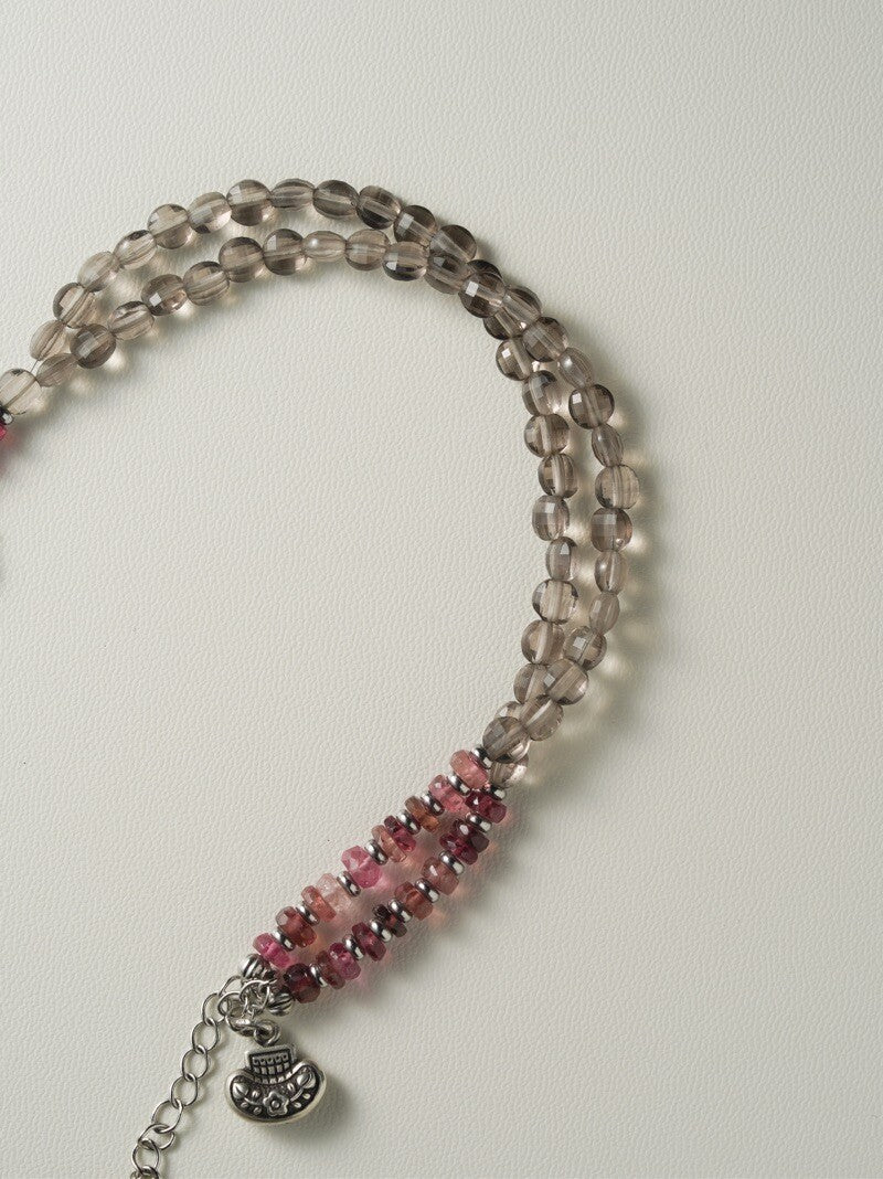 [Chinoiserie] Ice Cream Tourmaline Silver Beaded Bracelet