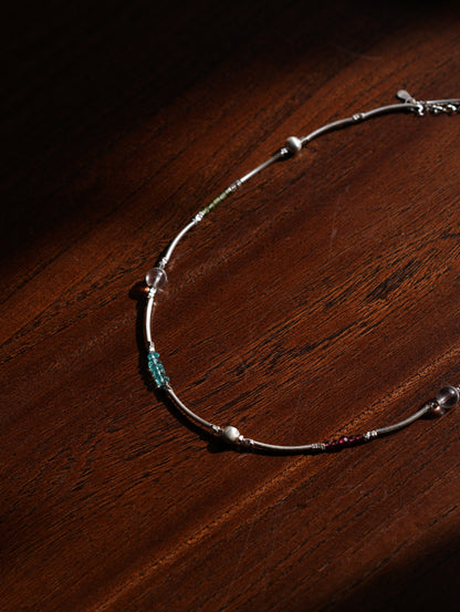 「Chinoiserie」Ice and Fire Silver Beaded Bracelet