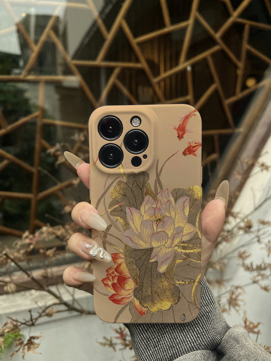 「Chinoiserie」Lotus Goldfish Printed Phone Case