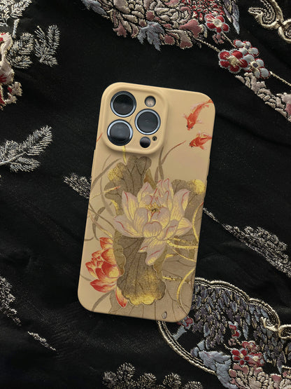 「Chinoiserie」Lotus Goldfish Printed Phone Case