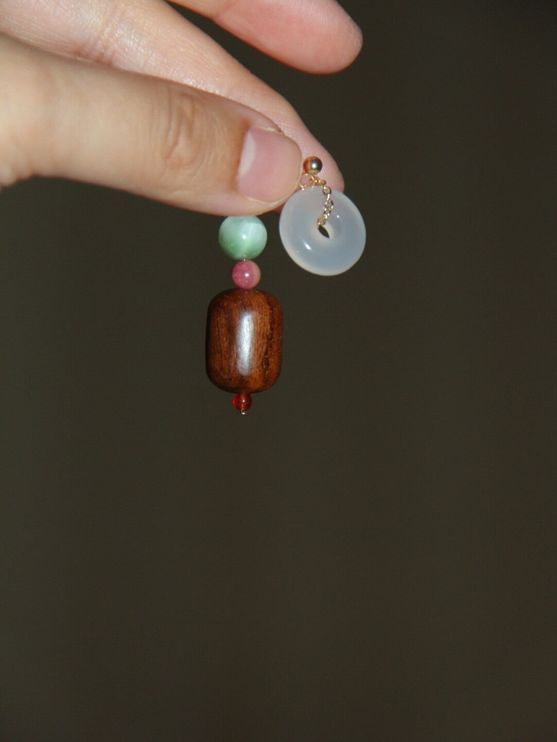 「Chinoiserie」Lucky Jade Wooden Beaded Earrings