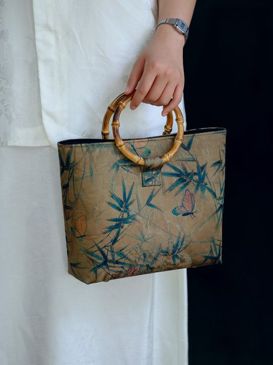 [Chinoiserie] Luxury Circular Bamboo Handle Handbag