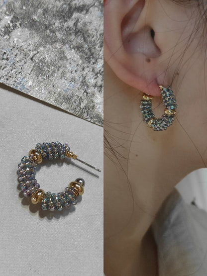 MIYUKI Seed Beaded Hoop Earrings