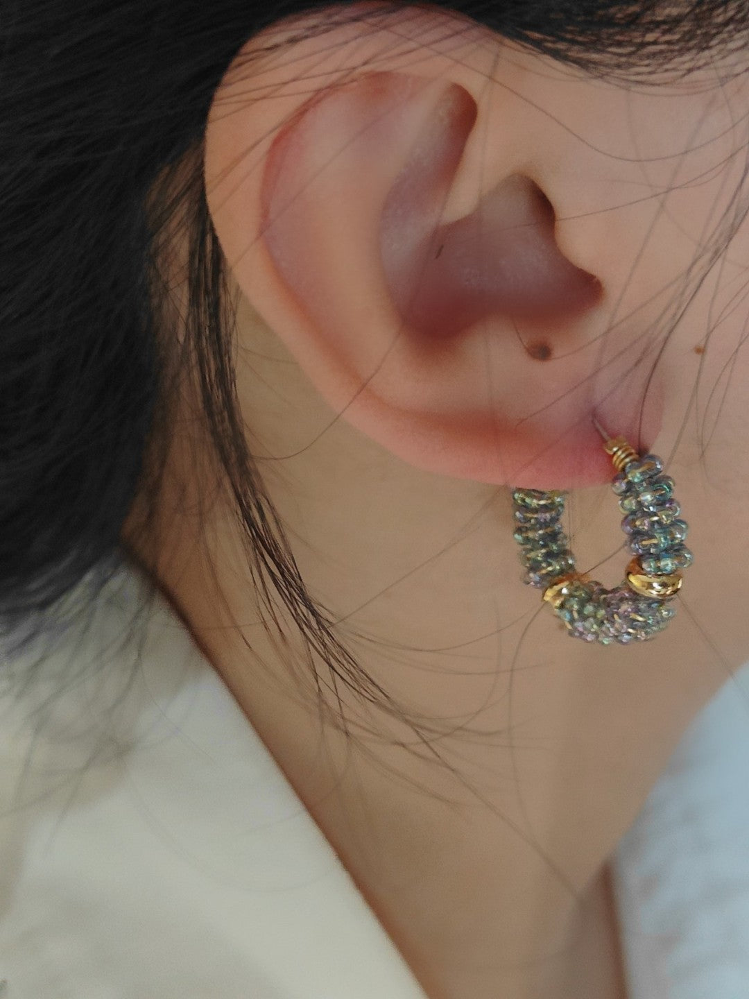 MIYUKI Seed Beaded Hoop Earrings