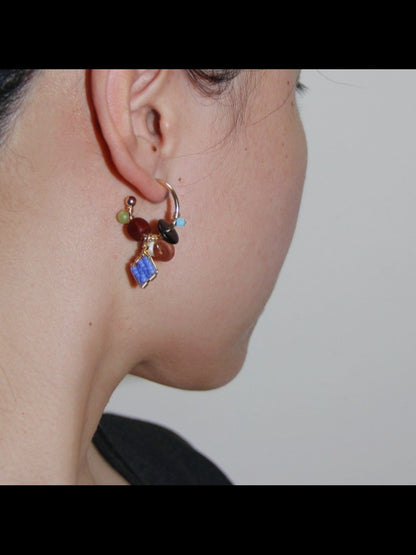 「Chinoiserie」Mini Abacus Natural Jade Sandalwood Beaded Earrings