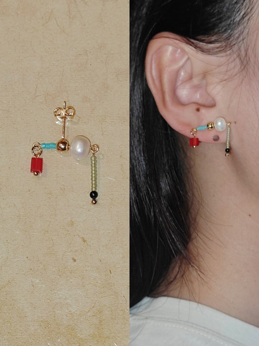 「Chinoiserie」Mini Fun Beaded Earrings