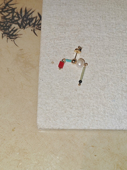 「Chinoiserie」Mini Fun Beaded Earrings