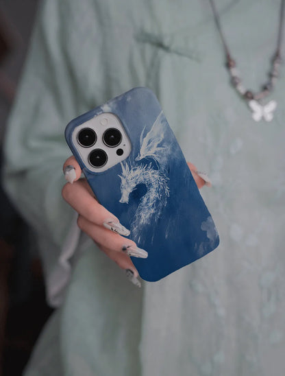 「Chinoiserie」Mist Dragon Printed Blue Phone Case