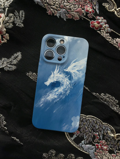 「Chinoiserie」Mist Dragon Printed Blue Phone Case