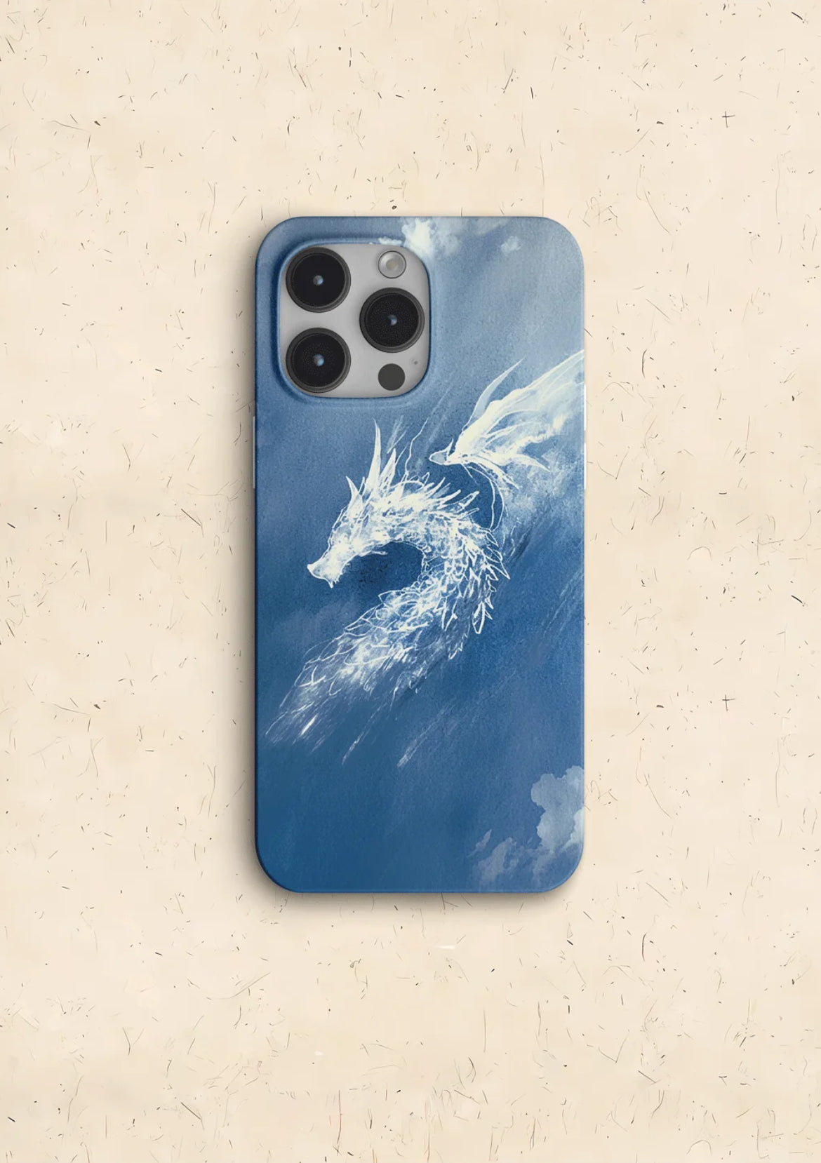 「Chinoiserie」Mist Dragon Printed Blue Phone Case