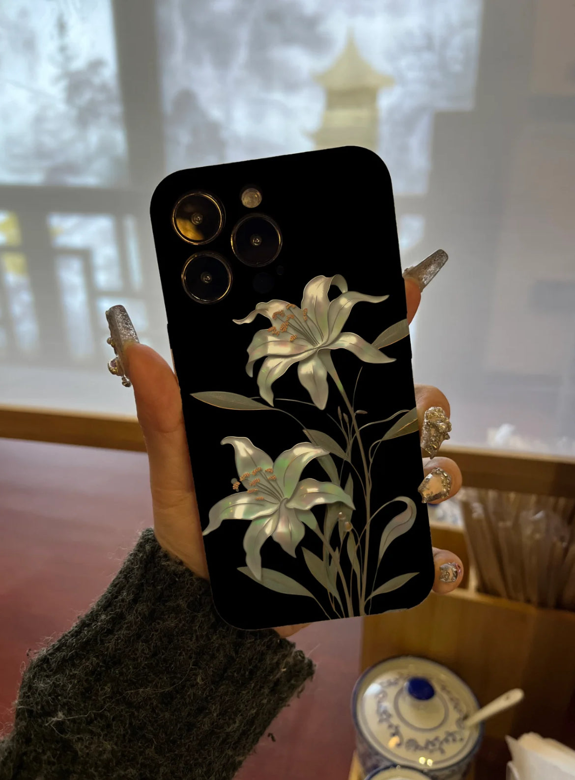 Chinoiserie Moonlight Flower Printed Phone Case